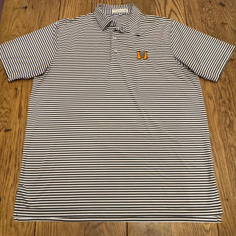 Peach State Pride Mercer University Mens XL Stripe Polo Shirt Golf Casual NCAA